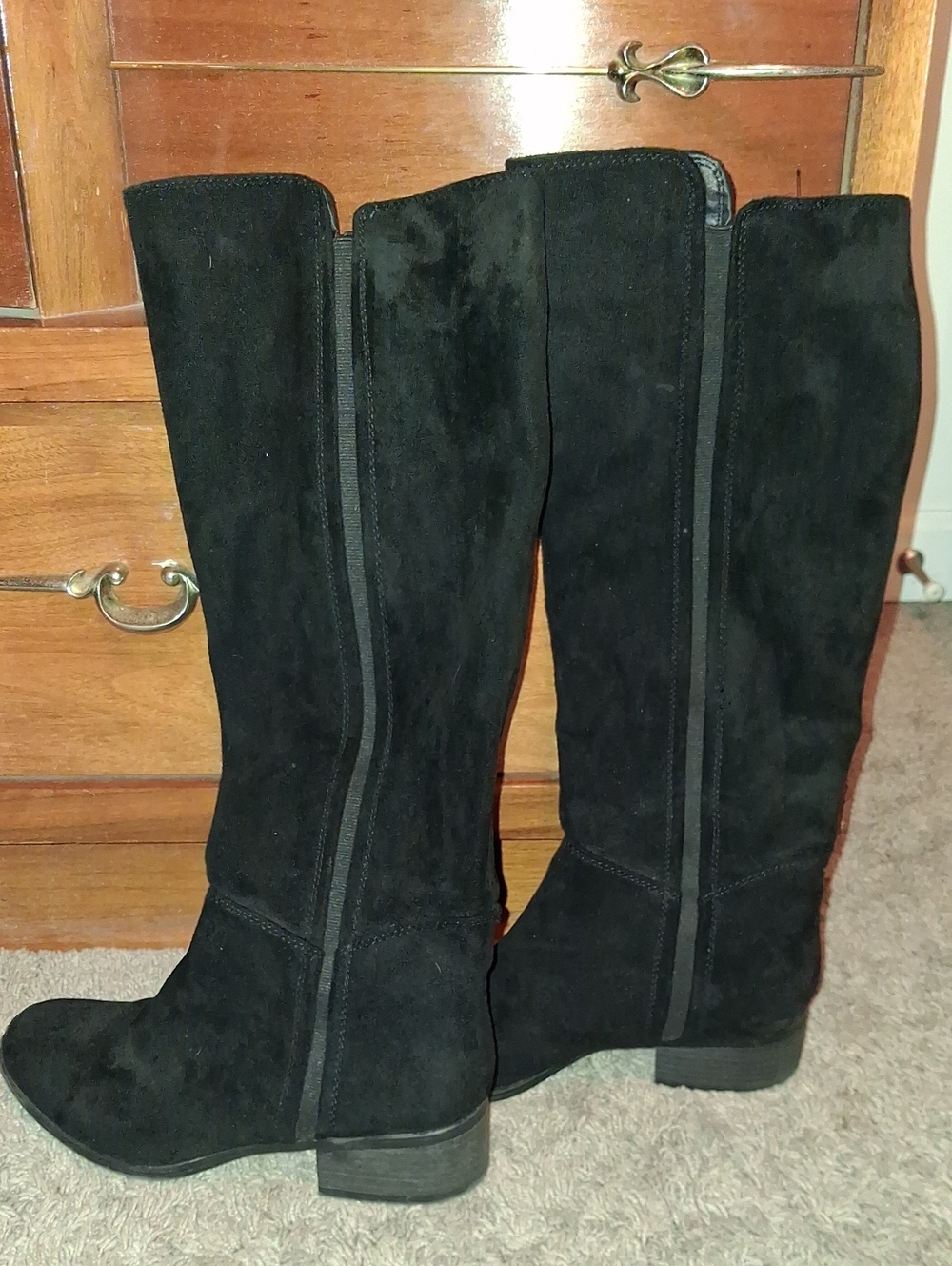 Merona Womens Pull OnBlack Knee-High Suede Boots Size 7.5